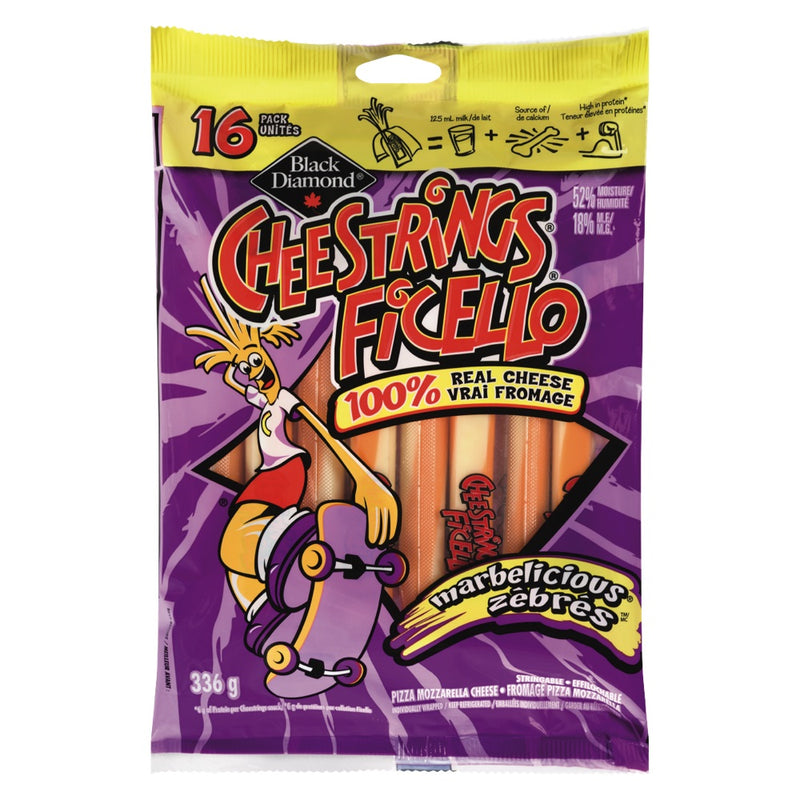 Black Diamond Cheestrings 100% Real Cheese Marbelicious, 336 g