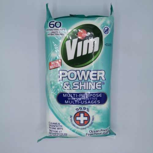 Vim Power & Shine Multi-Purpose Wipes, 60 ct