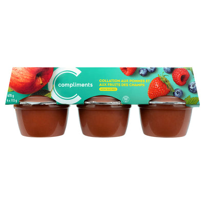 Compliments Apple Fieldberry Snack Cups Unsweetened, 6 x 113 g
