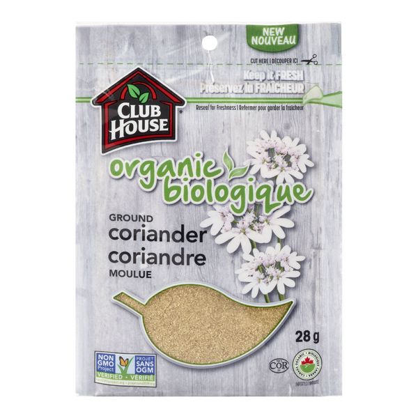 Club House Organic Ground Coriander, 28 g